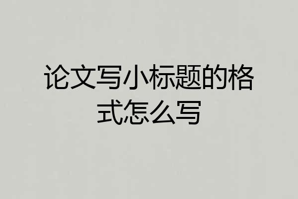 论文写小标题的格式怎么写