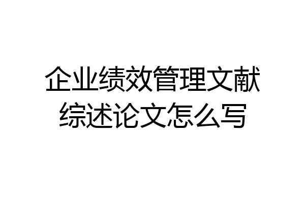 企业绩效管理文献综述论文怎么写