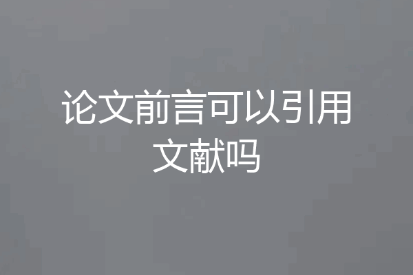论文前言可以引用文献吗