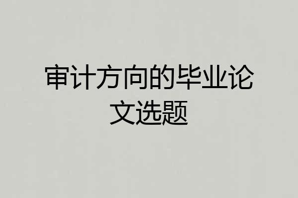 审计方向的毕业论文选题