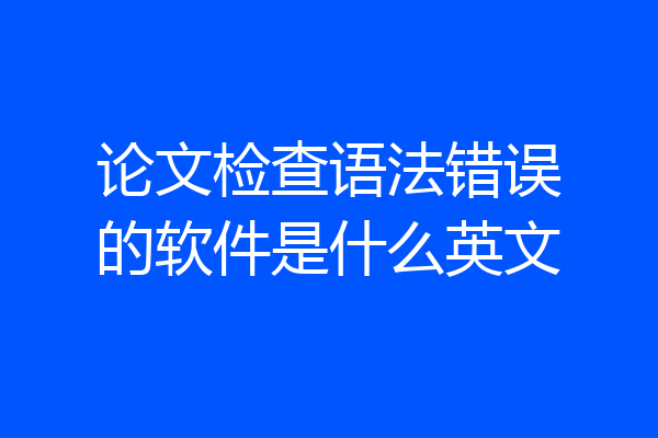 论文检查语法错误的软件是什么英文