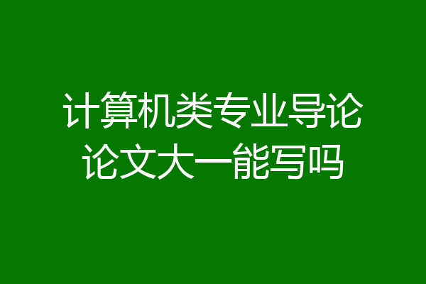 计算机类专业导论论文大一能写吗
