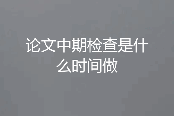 论文中期检查是什么时间做