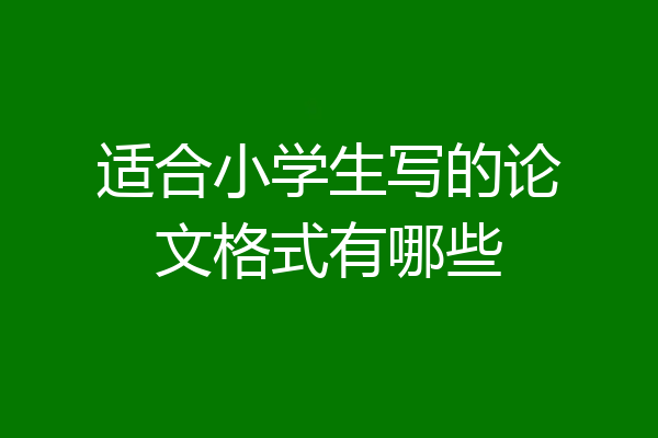 适合小学生写的论文格式有哪些