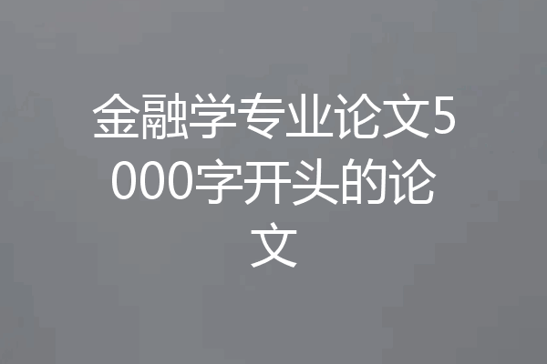 金融学专业论文5000字开头的论文