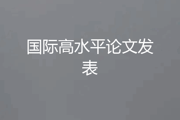 国际高水平论文发表