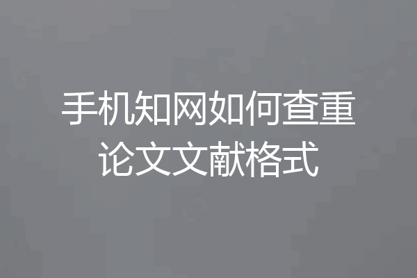 手机知网如何查重论文文献格式