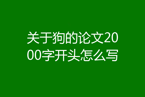 关于狗的论文2000字开头怎么写