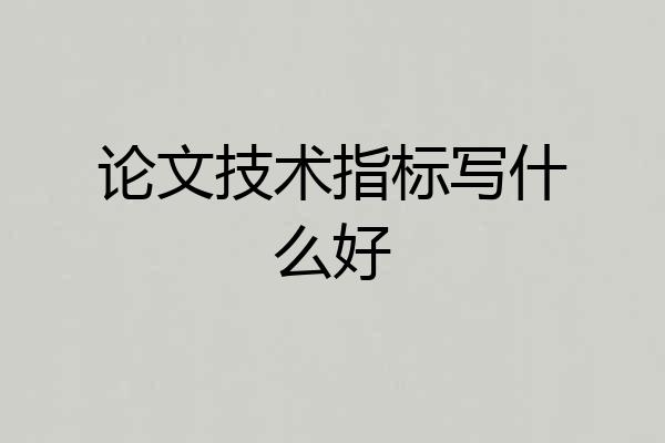 论文技术指标写什么好