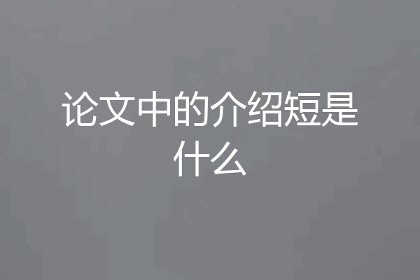 论文中的介绍短是什么