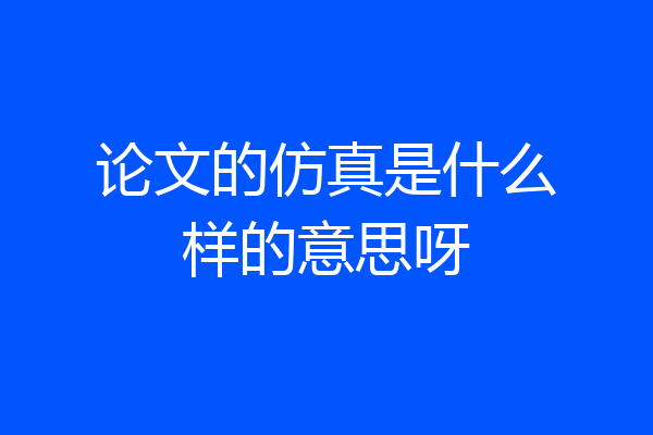 论文的仿真是什么样的意思呀