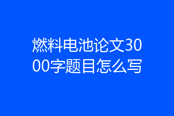 燃料电池论文3000字题目怎么写