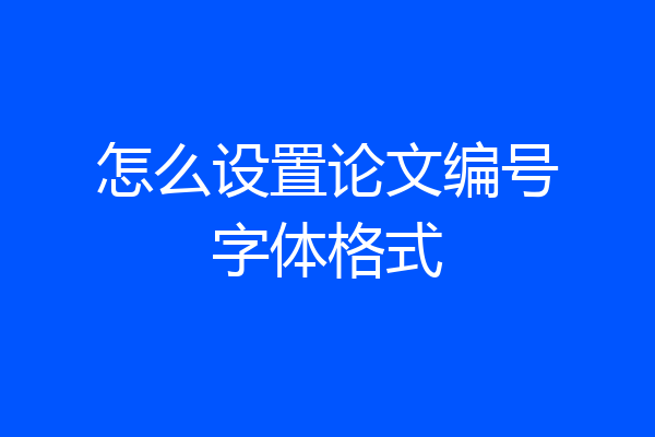 怎么设置论文编号字体格式
