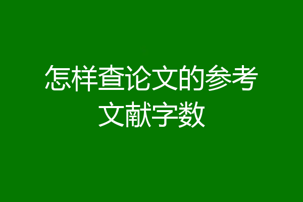 怎样查论文的参考文献字数