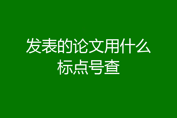 发表的论文用什么标点号查