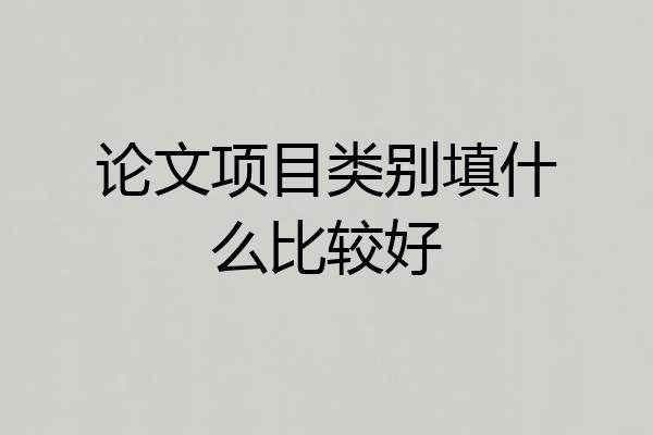 论文项目类别填什么比较好