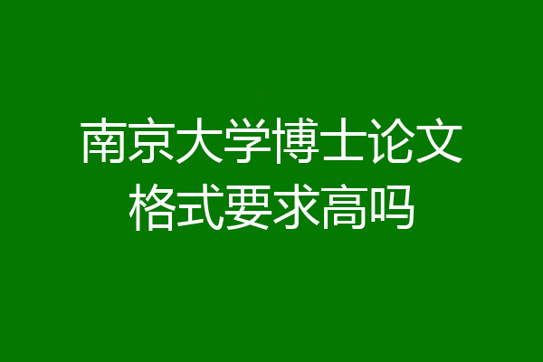 南京大学博士论文格式要求高吗