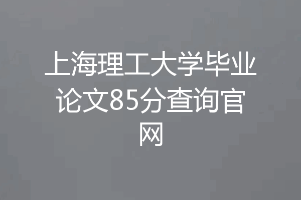 上海理工大学毕业论文85分查询官网