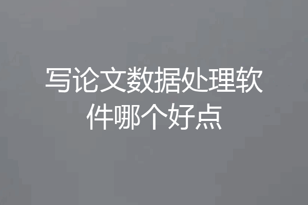 写论文数据处理软件哪个好点