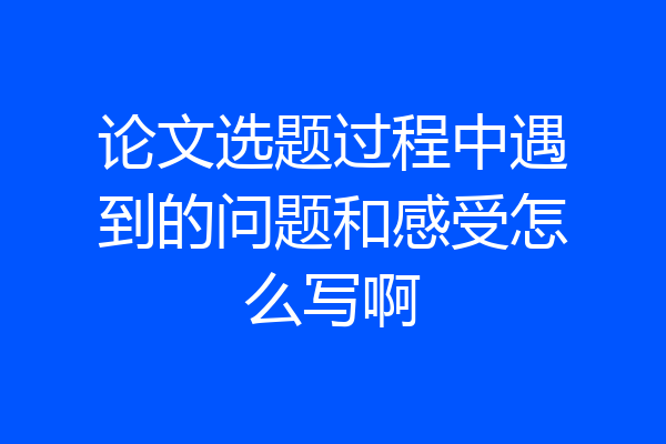 论文选题过程中遇到的问题和感受怎么写啊