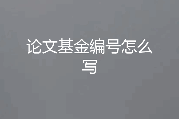 论文基金编号怎么写