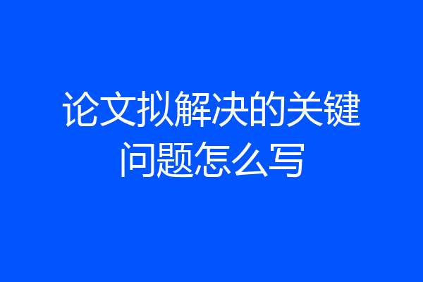 论文拟解决的关键问题怎么写