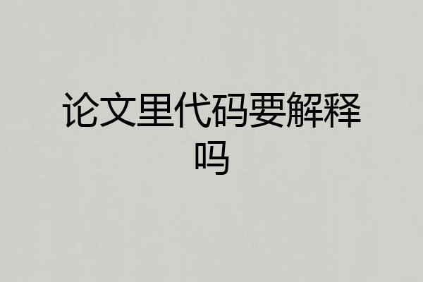 论文里代码要解释吗