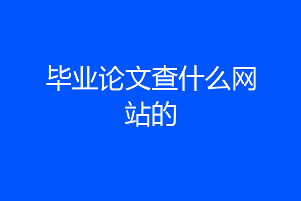 毕业论文查什么网站的