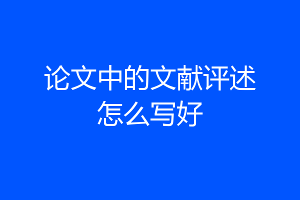 论文中的文献评述怎么写好