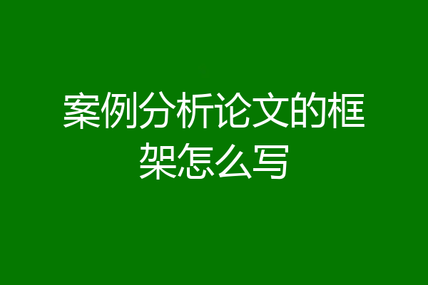 案例分析论文的框架怎么写