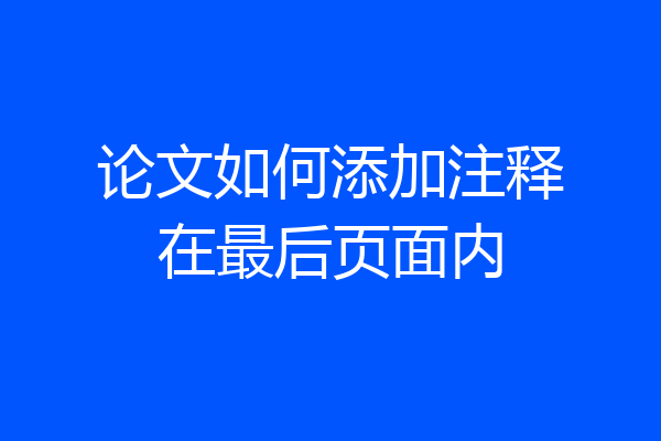 论文如何添加注释在最后页面内