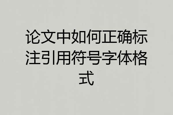 论文中如何正确标注引用符号字体格式