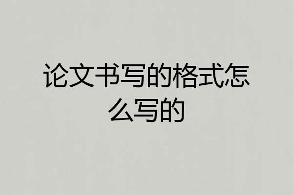 论文书写的格式怎么写的