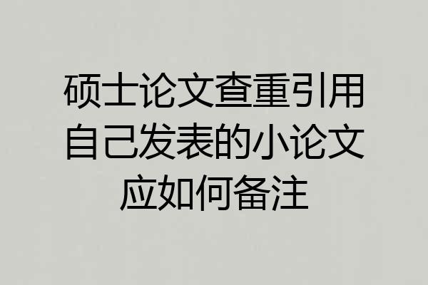 硕士论文查重引用自己发表的小论文应如何备注