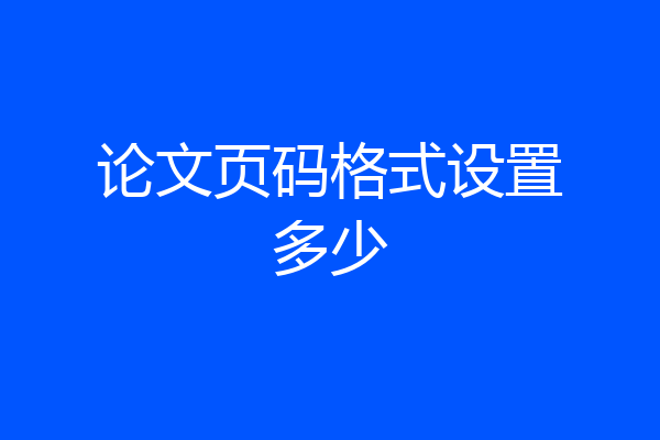 论文页码格式设置多少