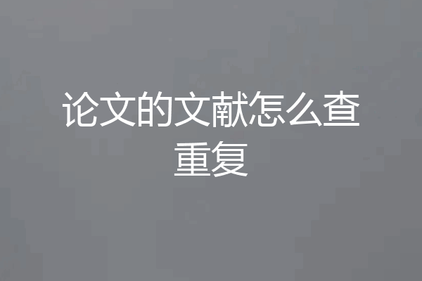 论文的文献怎么查重复