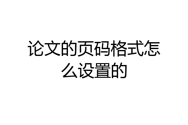 论文的页码格式怎么设置的