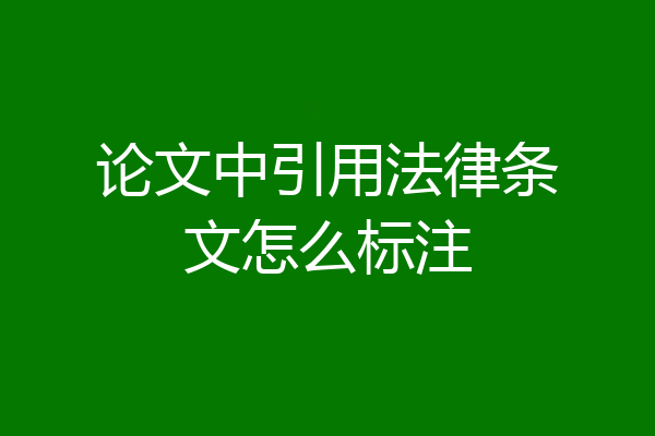 论文中引用法律条文怎么标注