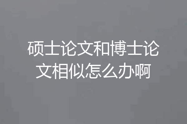 硕士论文和博士论文相似怎么办啊