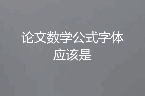 论文数学公式字体应该是