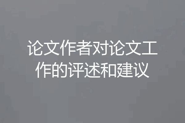 论文作者对论文工作的评述和建议