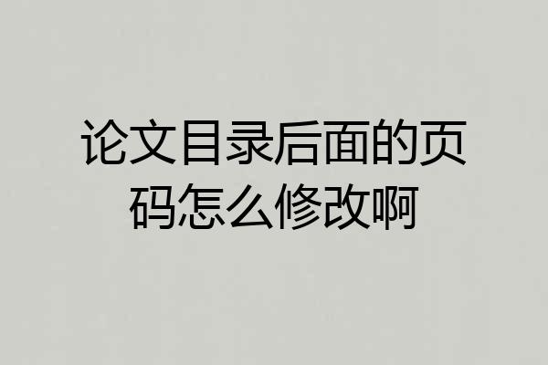 论文目录后面的页码怎么修改啊