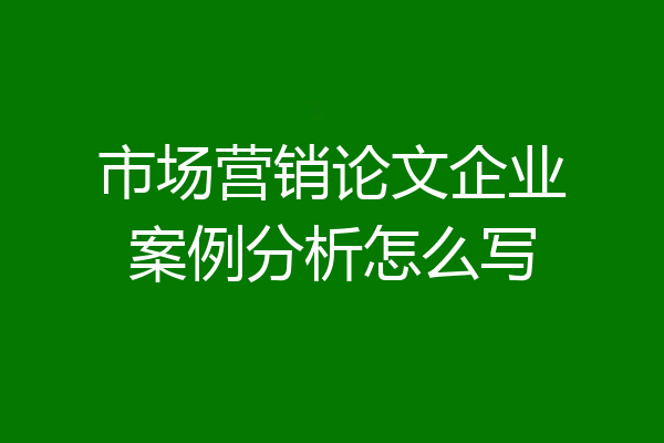 市场营销论文企业案例分析怎么写