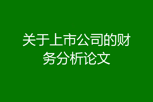 关于上市公司的财务分析论文