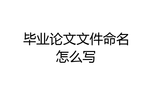 毕业论文文件命名怎么写