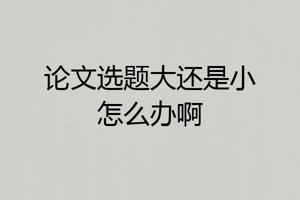 论文选题大还是小怎么办啊