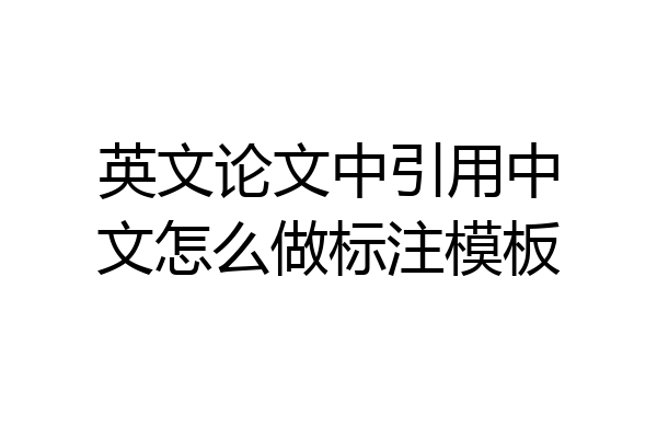 英文论文中引用中文怎么做标注模板