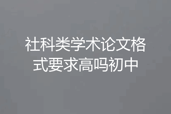 社科类学术论文格式要求高吗初中