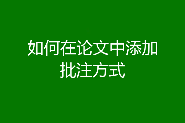 如何在论文中添加批注方式