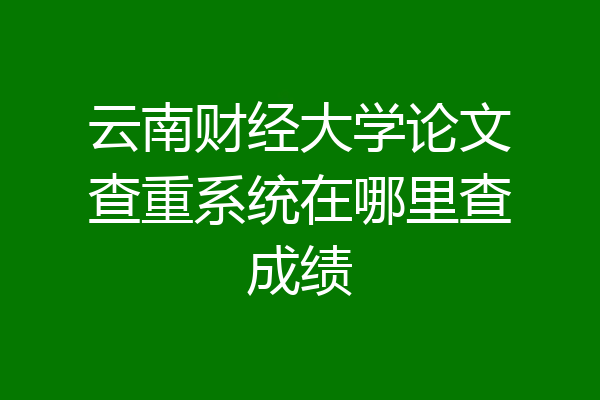云南财经大学论文查重系统在哪里查成绩